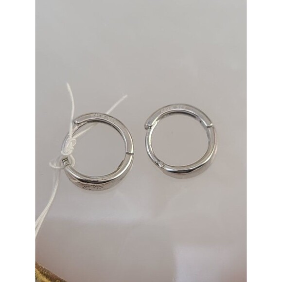 Clue Sterling Silver Hoop Earrings 12mm – Made in Korea, Minimalist Thick Huggie - Picture 2 of 7